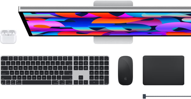 Mac accessories: AirPods, Studio Display, Magic Keyboard, Magic Mouse, Magic Trackpad, MagSafe charging cable