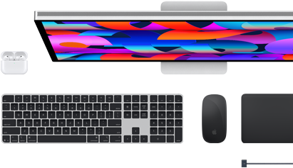 Mac accessories: AirPods, Studio Display, Magic Keyboard, Magic Mouse, Magic Trackpad, MagSafe charging cable