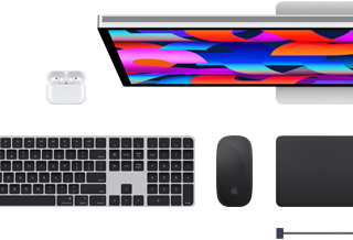 Mac accessories: AirPods, Studio Display, Magic Keyboard, Magic Mouse, Magic Trackpad, MagSafe charge cable