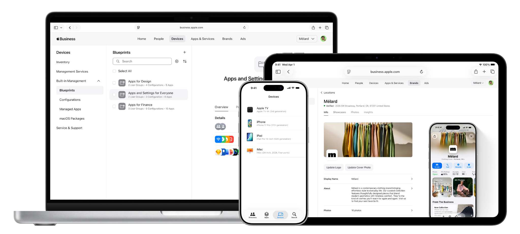 Apple Business on Mac, iPhone and iPad