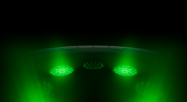 Back of Apple Watch Ultra 4, titanium case, black color, multiple round sensors with glowing green LED lights
