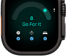 Apple Watch Ultra 4, titanium case, black color, readiness score of 8, right side exterior, Digital Crown, raised side button