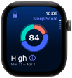Apple Watch Series 12, aluminum case, space gray color, sleep score circle graph, right side exterior, Digital Crown
